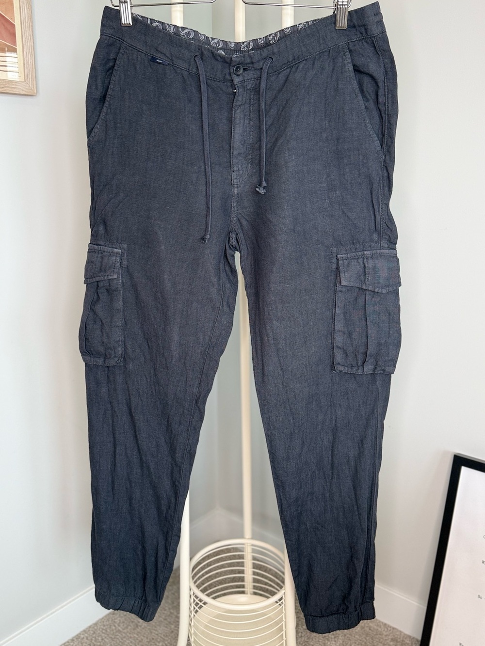 Men's Charcoal Cargo Pants with Drawstring Waist